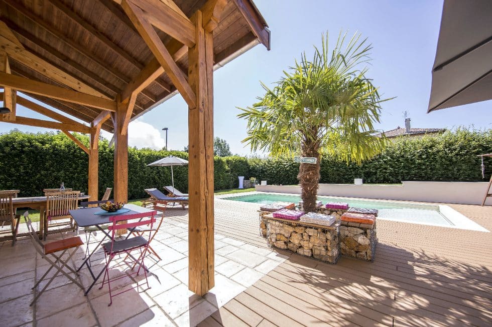 Terrasse maison + composite + gabion - Châtillon sur Chalaronne