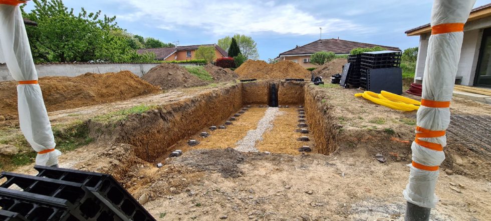 Photo du terrassement de la piscine à Buellas 01310